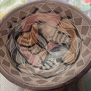 Soapstone Etched Fish Multi-Color 6" Trinket Dish ~ Bowl
